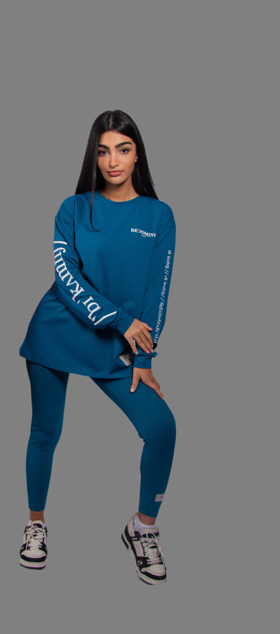 Long sleeve TEAL blue T Shirt- BC15