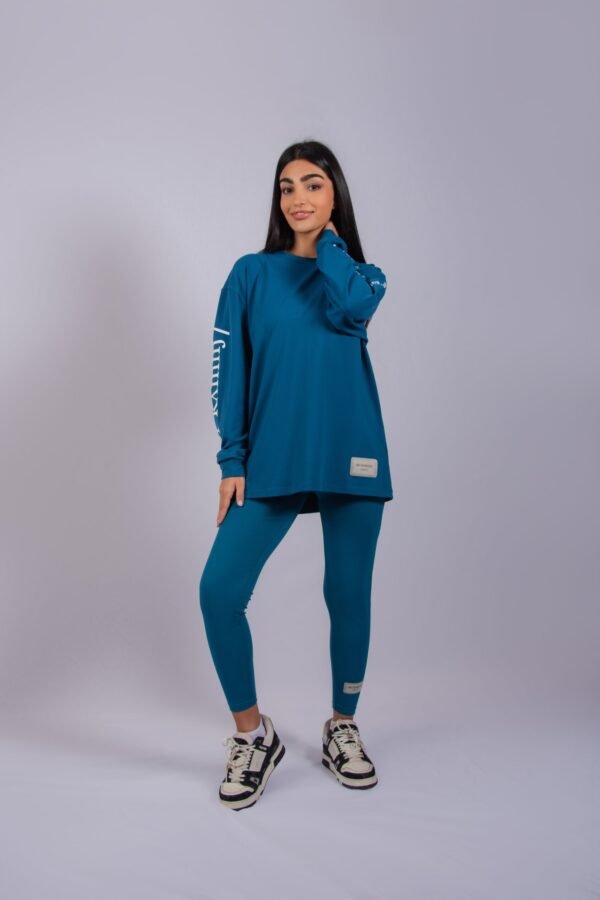 Long sleeve TEAL blue T Shirt- BC15 - Image 4