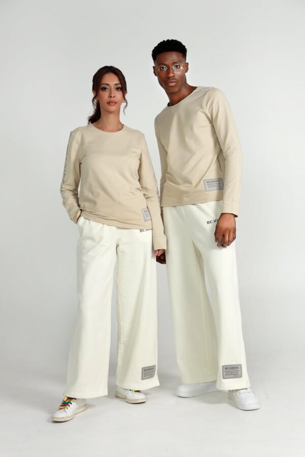 Unisex cream t shirt long sleeve