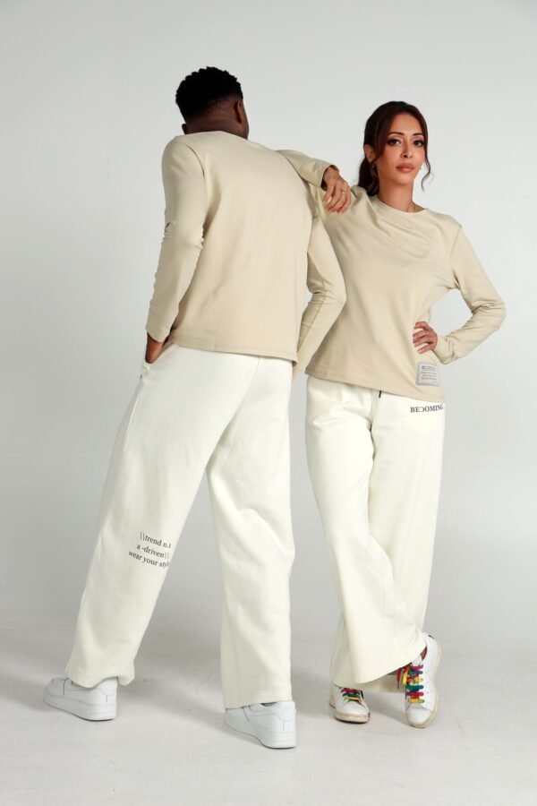 Unisex cream t shirt long sleeve - Image 3