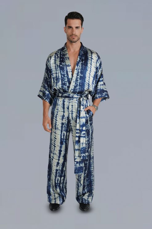 Kimono Suit Collar Style Blue - Image 2
