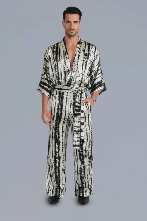 Kimono Suit High Collar Grey - Image 4