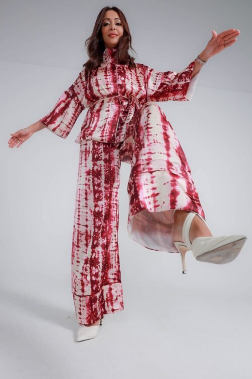Kimono Suit High Collar Pink